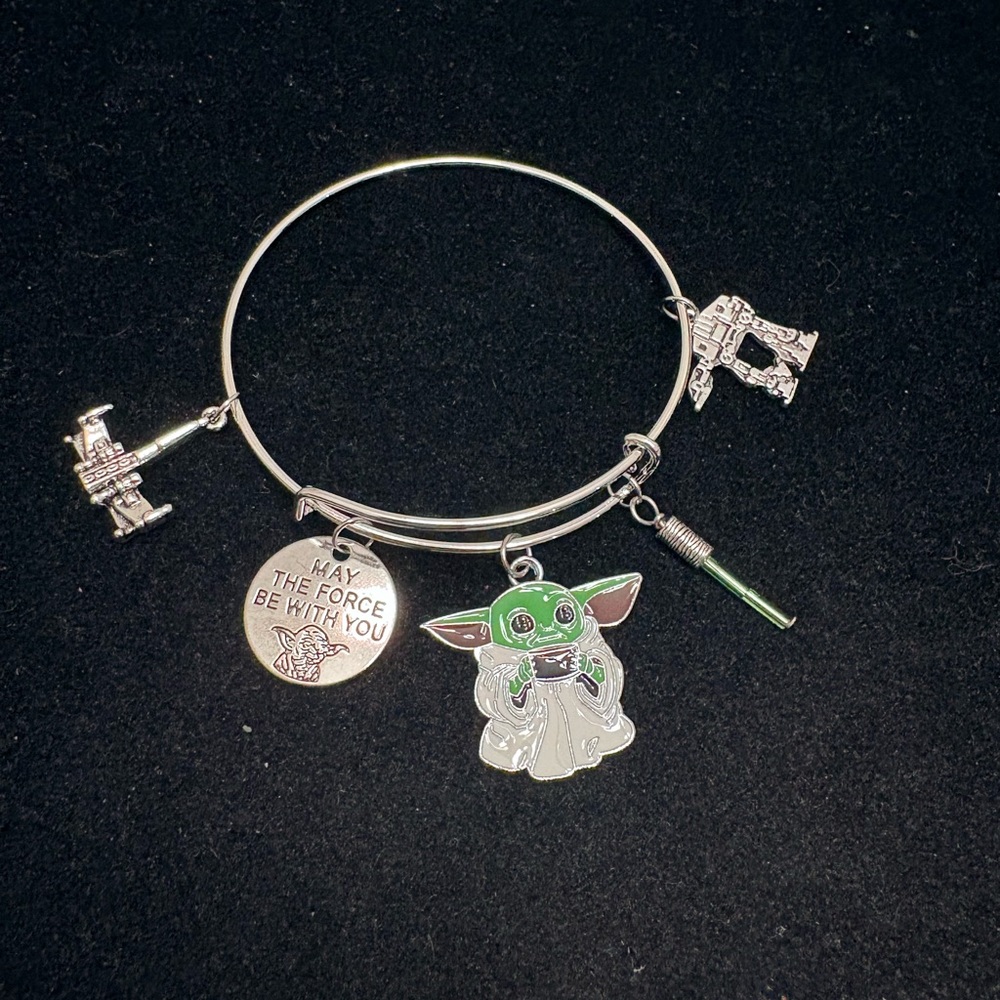Baby Yoda Grogu Star Wars themed bangle bracelet
